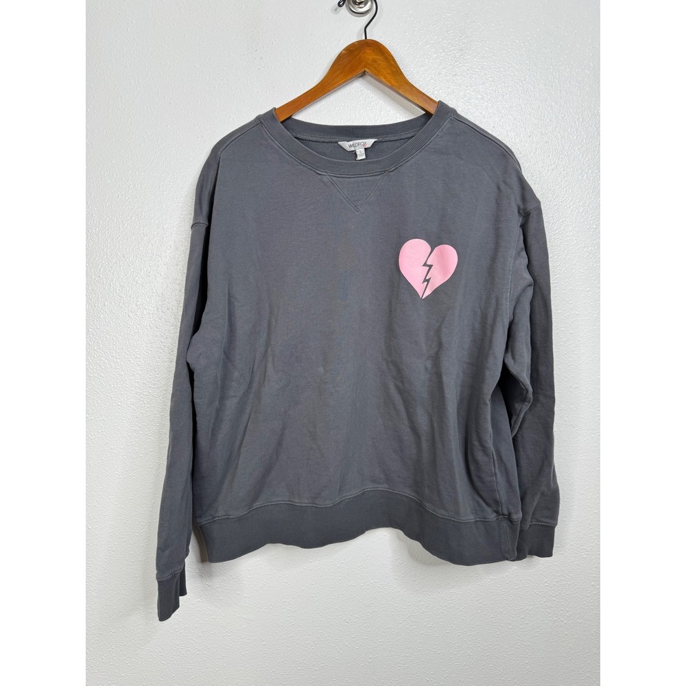 Wildfox I Wish It Was Saturday Gray Sweatshirt Size Large